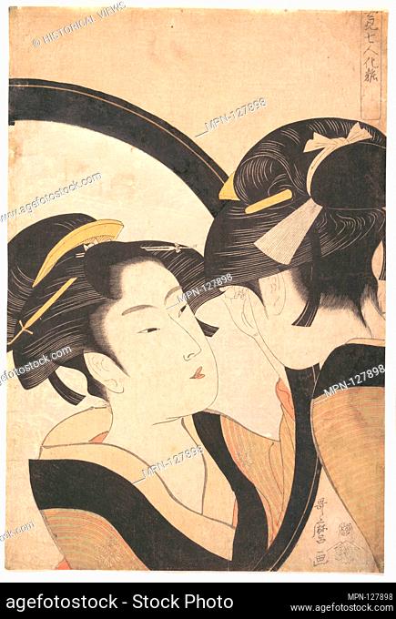 Naniwa Okita Admiring Herself in a Mirror. Artist: Kitagawa Utamaro (Japanese, 1753?-1806); Period: Edo period (1615-1868); Date: ca