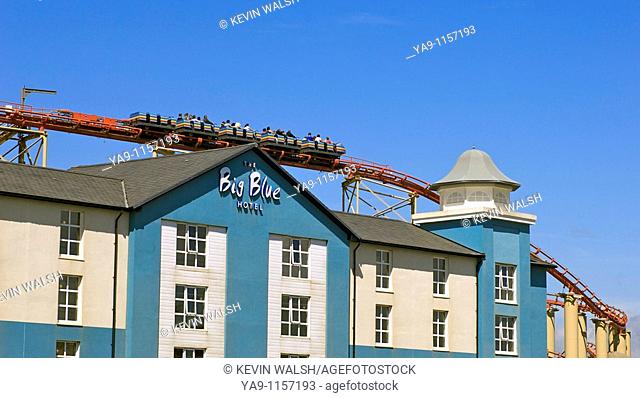 The Big One roller coaster and Big Blue Hotel, Blackpool Pleasure Beach