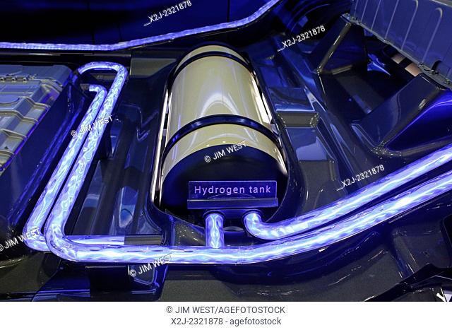 Detroit, Michigan - The hydrogen fuel tank for the Toyota FCV hydrogen fuel cell concept vehicle, on display at the Intelligent Transport Systems World Congress