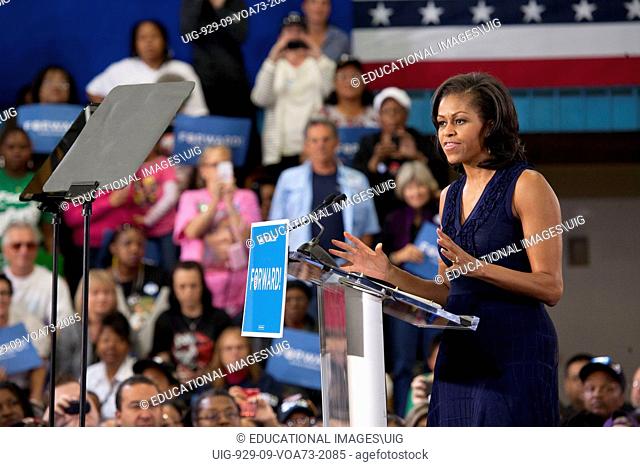 First Lady Michelle Obama speaks at an President Obama campaign rally at Orr Middle School in Las Vegas