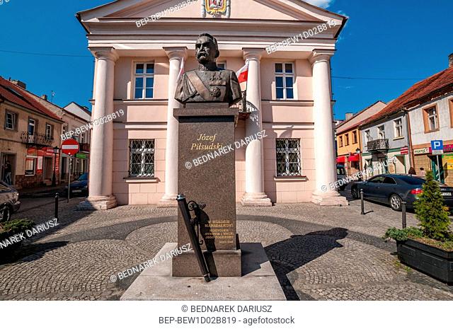 Bust of Jozef Pilsudski in front of the Town Hall. Konin, Greater Poland Voivodeship, Poland