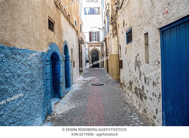 Symmetrical Alley with Hints of Blue, Essaouira, Marrakesh-Safi, Morocco