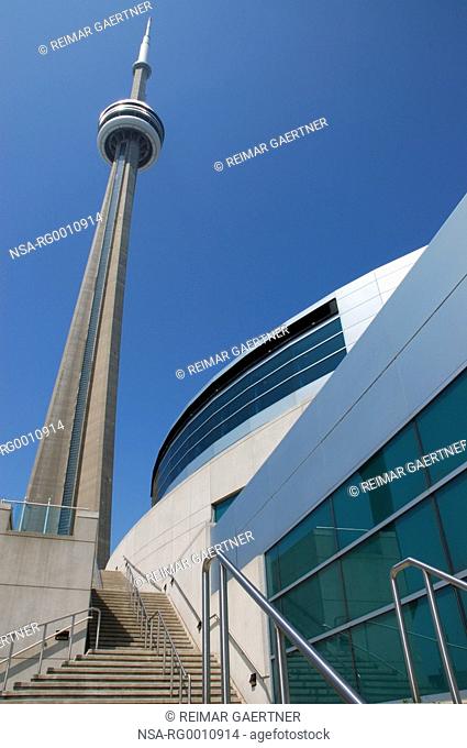 Stairs to CN tower and geometric buiding shapes