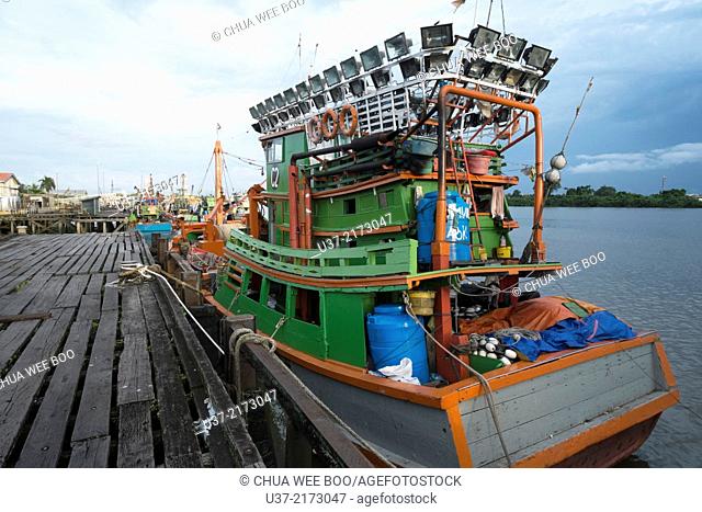 Fishing boats berthed at Bintawa, Kuching, Sarawak, Malaysia