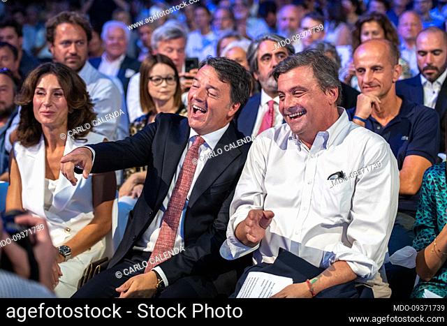 Leader of Italian party Azione (Action) Carlo Calenda and the italian segretary of the Italia Viva party on the occasion of the opening of the electoral...