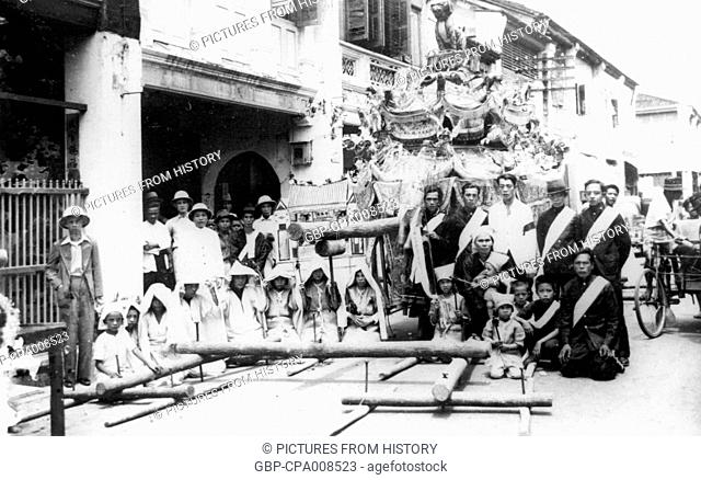 Thailand: A Chinese funeral on Thalang Road, Phuket, 1939