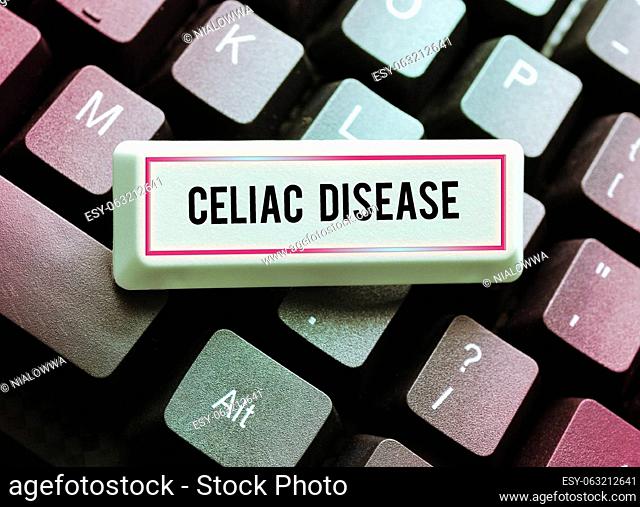 Writing displaying text Celiac Disease, Business concept Small intestine is hypersensitive to gluten Digestion problem