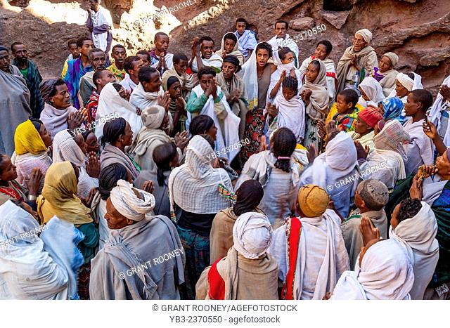 Ethiopian Christians Celebrating Christmas, Biete Giyorgis (Church of Saint George), Lalibela, Ethiopia