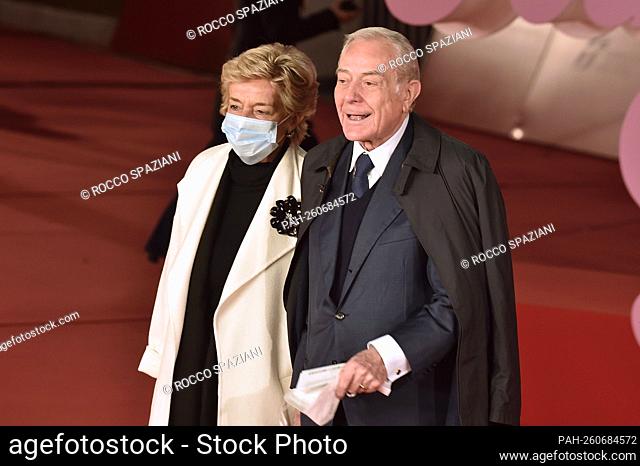 ROME, ITALY - OCTOBER 14: Gianni Letta, Maddalena Marignetti attends the Red Carpet of the movie ""The Eyes Of Tammie Fay"" during the 16th Rome Film Fest 2021...