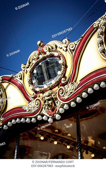 carousel horses, Image of the city of Madrid, its characteristic architecture
