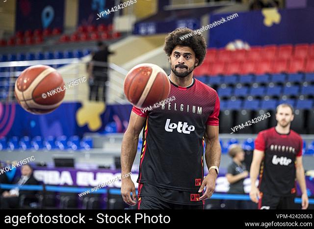 Jean-Marc Mwema of Belgium.. pictured before the match between Montenegro and the Belgian Lions, game two of five in group A at the EuroBasket 2022