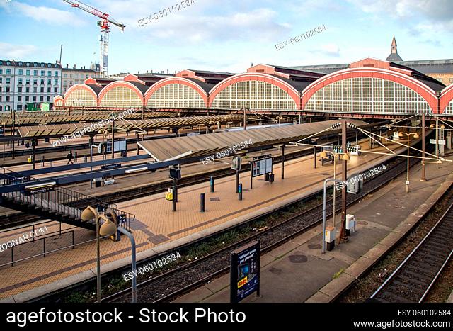 Copenhagen, Denmark - December 02, 2016: Exterior view of the central railway station in the city center