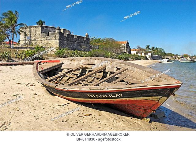 Fishing boat at the beach of Ibo Island, Quirimbas islands, Mozambique, Africa