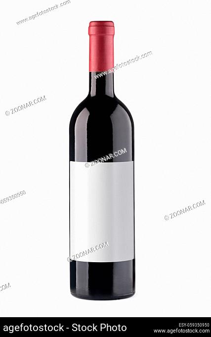 red wine bottles isolated on white background