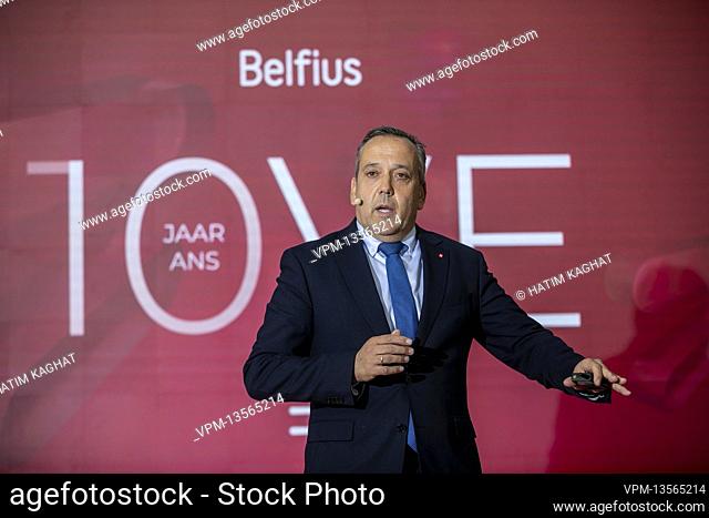 Dirk Vanderschrick pictured during a press conference to present the year results of Belfius bank, Friday 25 February 2022 at the Belfius tower