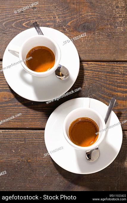 Two cups of espresso