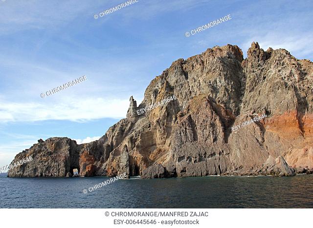 Rocky coast of Lipari, Aeolian Islands, Italy