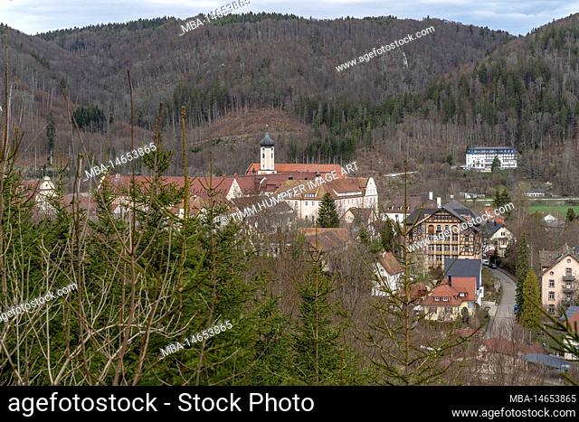 Europe, Germany, Southern Germany, Baden-Württemberg, Danube Valley, Sigmaringen, Beuron, View of Beuron and Beuron Monastery