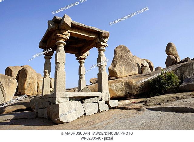Hemkuta hill , Hampi , Vijayanagar , UNESCO World Heritage site , Deccan plateau , Taluka Hospet , District Bellary , Karnataka , India