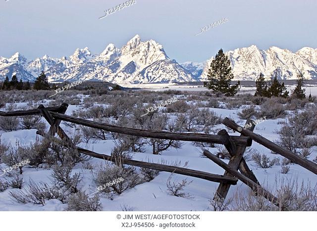 Moose, Wyoming - The Teton mountain range, from the Triangle X Ranch, a guest ranch in Grand Teton National Park