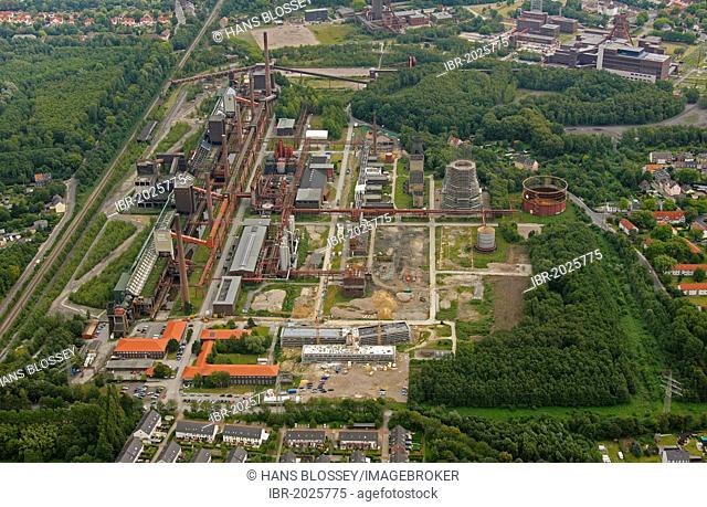 Aerial view, Zollverein Kokerei coking plant, closed 1993, Essen, Ruhr area, North Rhine-Westphalia, Germany, Europe