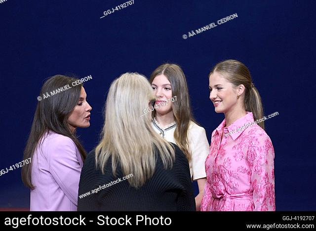 Queen Letizia of Spain, Crown Princess Leonor, Princess Sofia, Meryl Streep, Princess of Asturias Award 2023 for Arts attends Audience with Princess of Asturias...