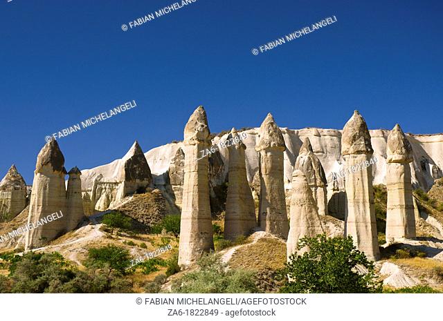 Fairy chimneys in Love Valley, in Cappadocia, Central Anatolia, Turkey