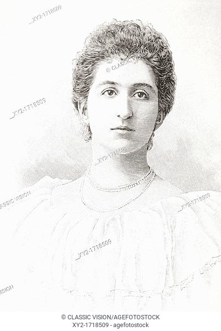 Anna Petrovic-Njegoš, Princess of Montenegro, 1874 - 1971  Wife of Prince Francis Joseph of Battenberg  From L'Illustration published 1897