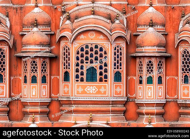 Hawa mahal or the palace of winds in Jaipur, India. Iconic palace in Jaipur exterior view