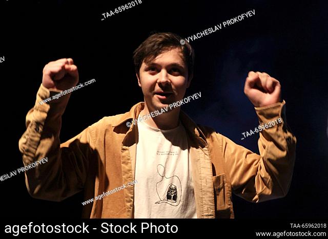 RUSSIA, MOSCOW - DECEMBER 21, 2023: Stage director Alexander Zolotovitsky attends a preview of Sonya-9, his production for Chekhov Moscow Art Theatre