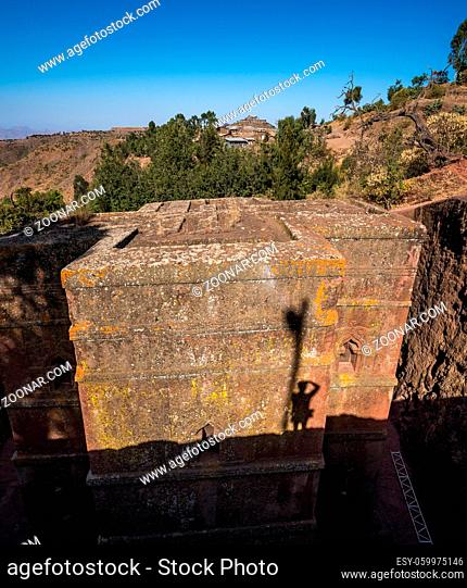 Famous Rock-Hewn Church of Saint George - Bete Giyorgis in Lalibela, Ethiopia