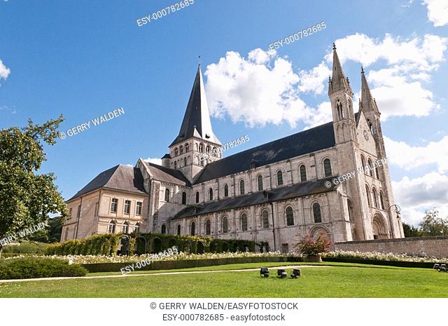 The Norman abbey of Saint Georges de Boscherville in the village of Saint-Martin-de-Boscherville in the Seine-Maritime region of Normandy, France