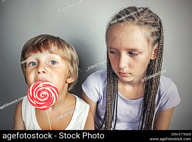 sister jealous brother who eats candy