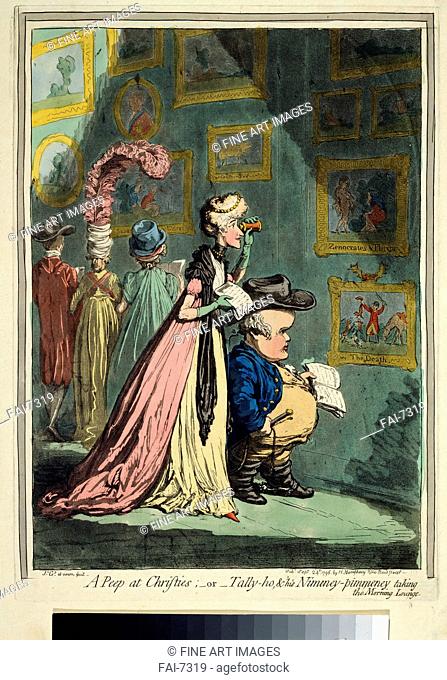A Peep at Christies. Gillray, James (1757-1815). Copper engraving, watercolour. Caricature. 1796. State A. Pushkin Museum of Fine Arts, Moscow