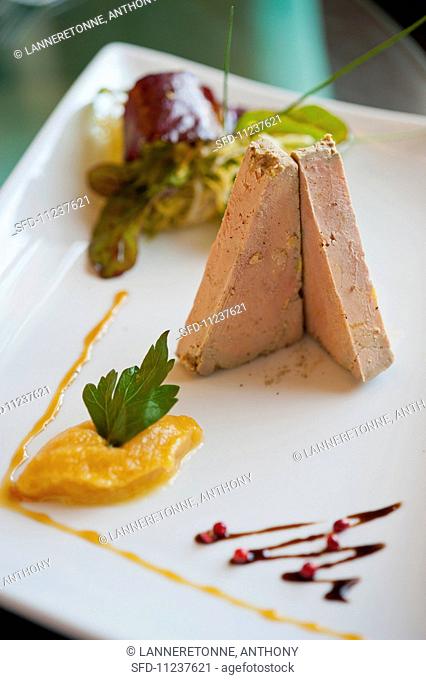 Goose liver with squash pur