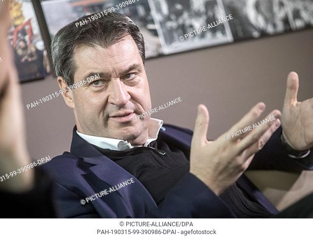 14 March 2019, Berlin: Markus Söder, Minister President of the Free State of Bavaria and CSU Party Chairman, recorded in a dpa interview