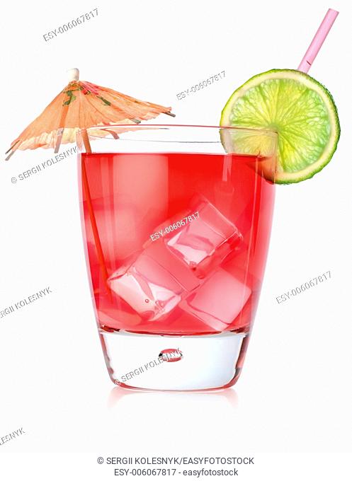 Rad cocktail in a glass isolated on a white background