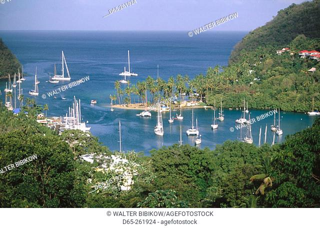 Marigot Bay (As seen in the 1960's film 'Doctor Doolittle'). Marigot. Santa Lucia. West Indies. Caribbean