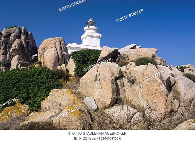 Lighthouse, rock formation in Valle della Luna, Santa Teresa, Capo Testa, Sardinia, Italy, Europe