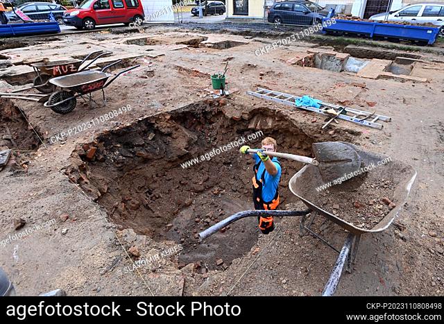 Archaeologists uncover the remains of a former synagogue in Marianske Lazne (Spa), Czech Republic, November 7, 2023. During the so-called Crystal Night in...