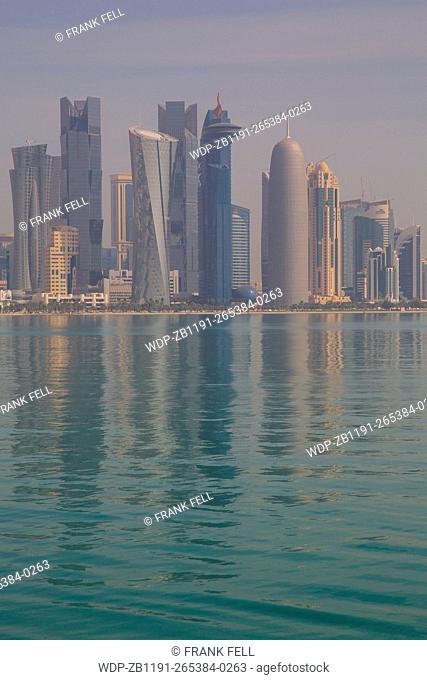 Middle East, Qatar, Doha, West Bay Central Financial District from East Bay District