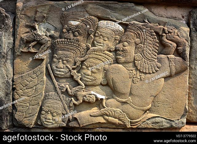 Bakong, Roluos Group. Khmer Empire, 9th century. Relief. Siem Reap, Cambodia