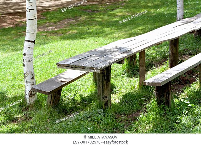 Bench and table
