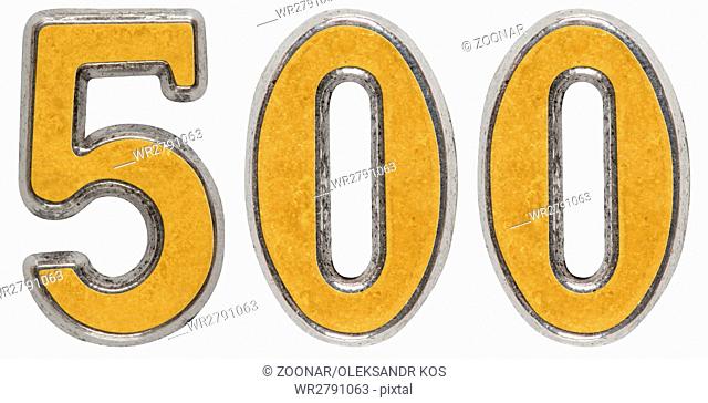 Metal numeral 500, five hundred, isolated on white background