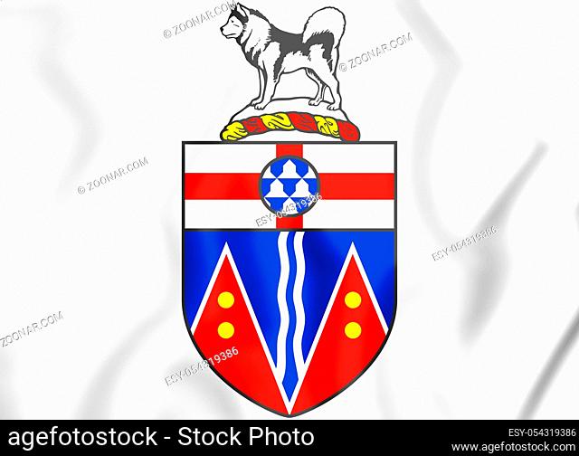Yukon coat of arms, Canada. 3D Illustration