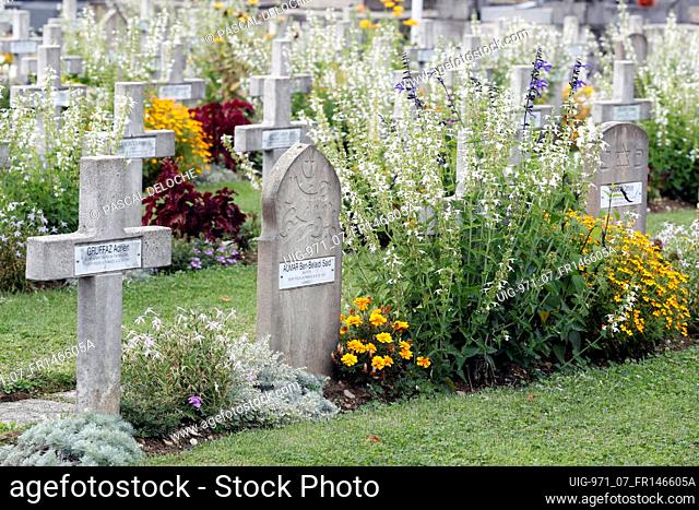 Military cemetery. Second World War II. Muslim and catholic grave. Annecy. France
