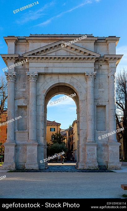 Ancient roman gate called Arco dei Gavi situated in Verona