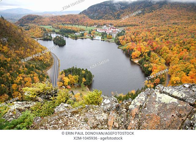 Dixville Notch - Lake Gloriette next to the Balsams Grand Resort during the autumn months in Dixville, New Hampshire USA