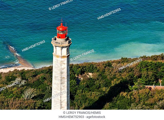 France, Charente Maritime, Saint Clement des Baleines, Ile de Re, the lighthouse aerial view