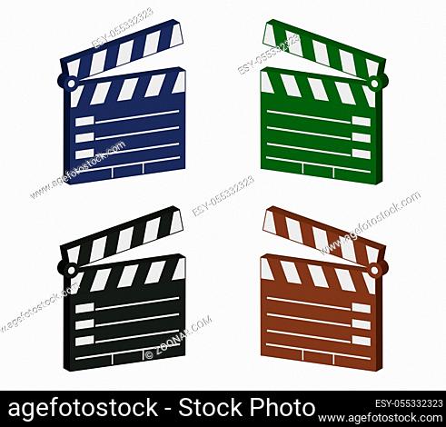 clapperboard icon illustrated in vector on white background